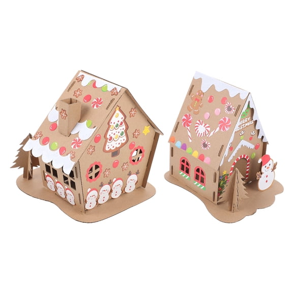 LOLIPPYY 2Sets Handmade Christmas Decorative House Kit in Assorted Colors for Holiday Display