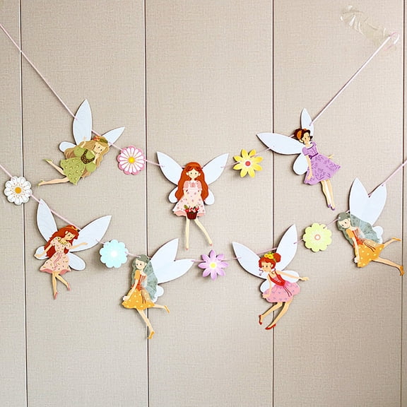 LOLIPPYY 2Sets Hanging Birthday Banner Floral Fairy Decorations for Garden Party Setup