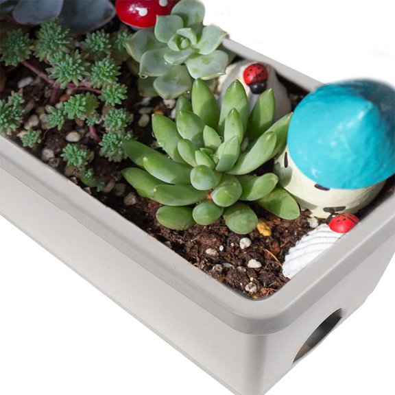 LOLIPPYY 2Sets Lightweight Resin Rectangular Planter Box with Tray for Indoor Outdoors Flower Planting