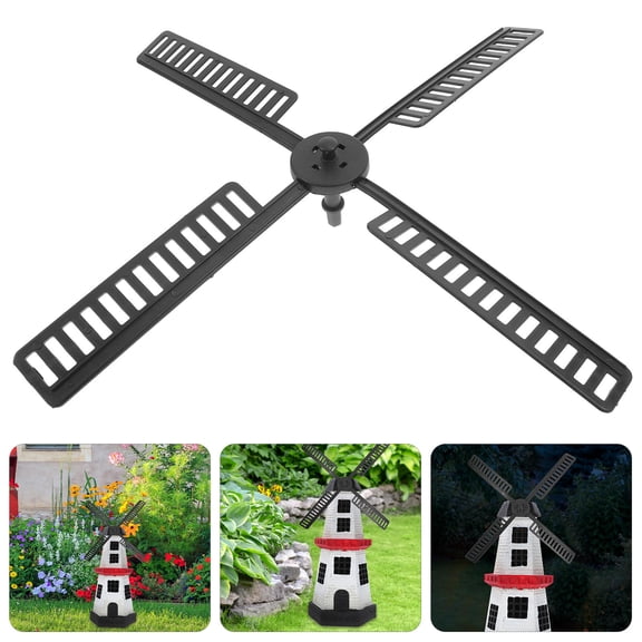 LOLIPPYY 2Sets Outdoor Plastic Windmill Blades for Yard Garden Decor Stable Durable Black Accessories
