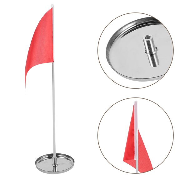 LOLIPPYY 2Sets Portable Golf Flagstick and Stainless Steel Cup Red Flag for Golfing Practice