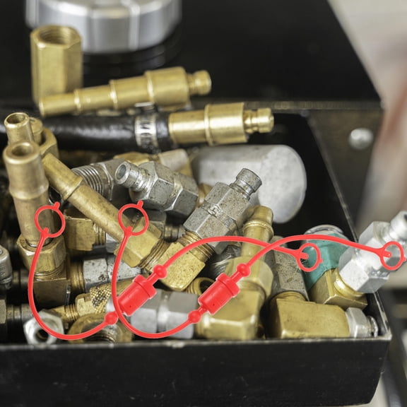 LOLIPPYY 2 Sets Red Hydraulic Cap Plug Kit for Quick Connect Couplers, Protecting Hydraulic Fittings from Dirt and Damage