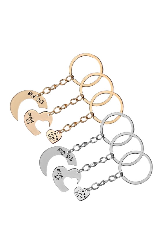 2-Pack Sister Keychains Heart-Shaped Alloy Pendants Bag Charms Accessories