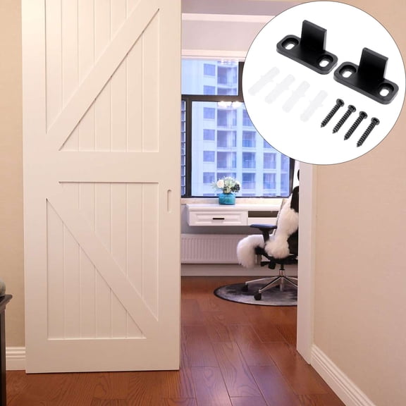 LOLIPPYY 2Sets Sliding Closet Door Guide Black Heavy Duty Floor Hardware for Barn and Closet Doors
