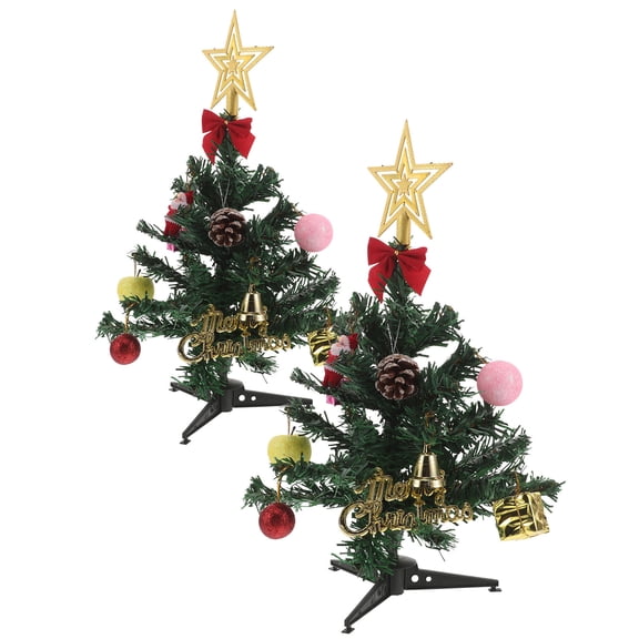 LOLIPPYY 2Sets Small Artificial Christmas Tree with Stand for Tabletop Decoration and DIY Craft Use