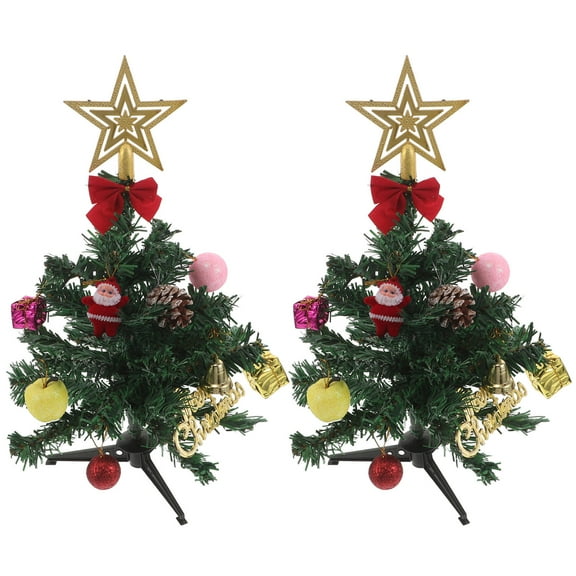 LOLIPPYY 2Sets Small Faux Christmas Tree Set for Holiday Tabletop Decoration and Creative DIY Projects