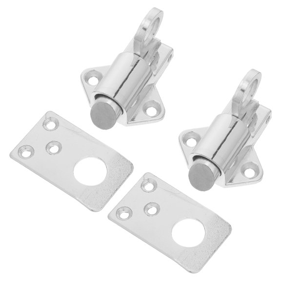 LOLIPPYY 2Sets Zinc Alloy Spring Latch for Cabinet Door with Automatic Self Closing Bolt Lock Plated Silver