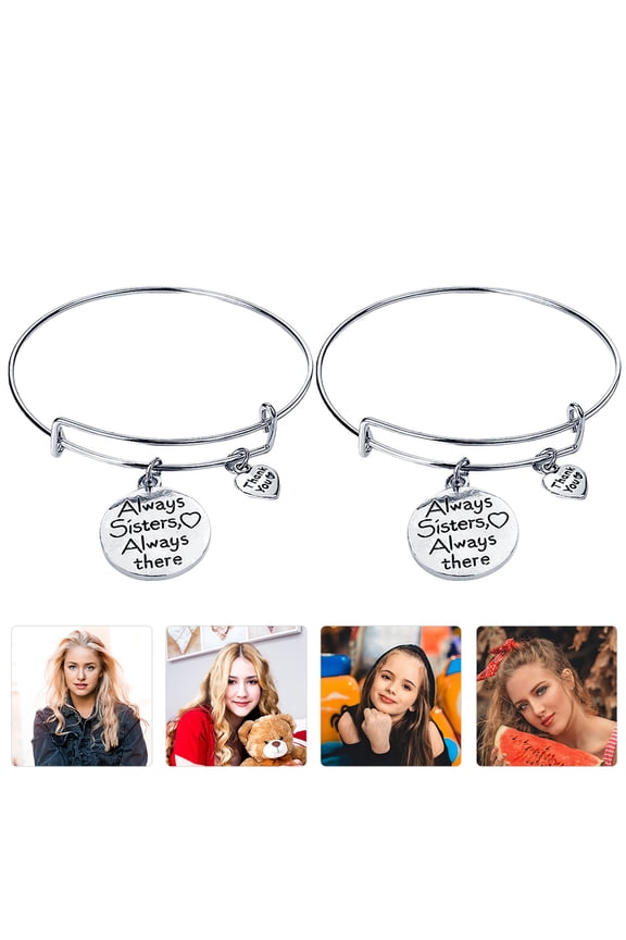 2-Pack Adjustable Always Sisters Bracelets, Elegant Decorative Wrist Jewelry for Trendy Fashion Outfits