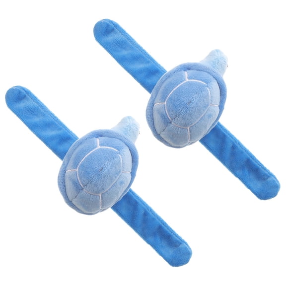 LOLIPPYY 2pcs Animals Slap Bracelets Stuffed Turtle Slap Bracelet for Themed Parties Blue Plush