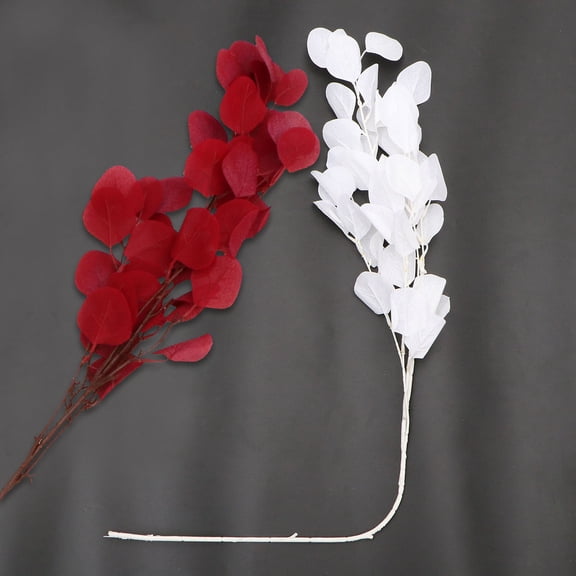 LOLIPPYY 2pcs Artificial Eucalyptus Stems Cloth Flower Arrangement for Friends Dinner Party Red