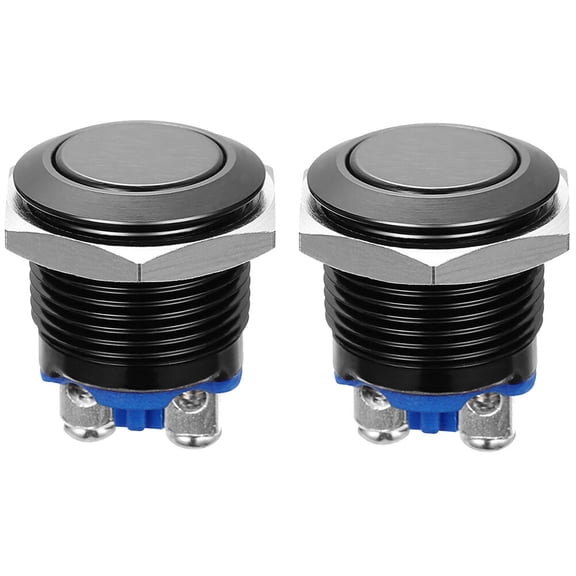 LOLIPPYY 2pcs Black Momentary Push Button for Industrial Applications Heavy Duty