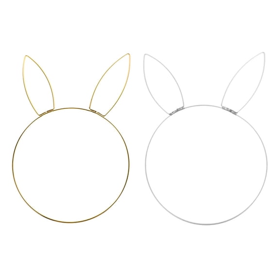 LOLIPPYY 2pcs Bunny Head Wreath Frame Rabbit Metal Circle For Easter Decorations Diy Crafting Iron Ring For Wall Door Window Bookshelf