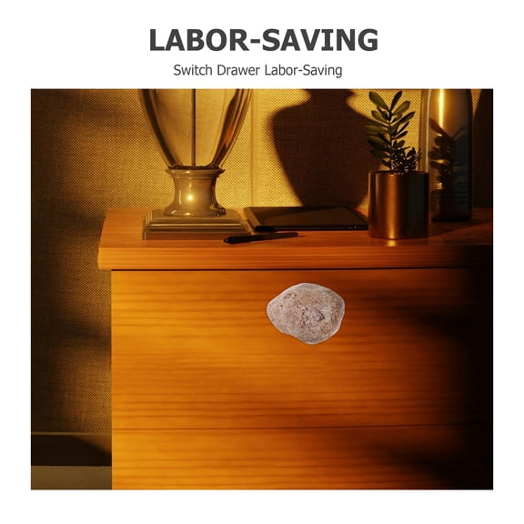 LOLIPPYY 2pcs Cabinet Handles with Irregular Rock Drawer Knobs and Brass Base - Natural Stone Dresser Pulls, Unique Single Hole Rustic Furniture Decoration