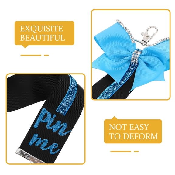 LOLIPPYY 2-Pack Glitter Cheer Pin Ribbons with Keychains - Sparkly Cheer Bow Bag Charms for Backpacks, Purses, Girls & Women