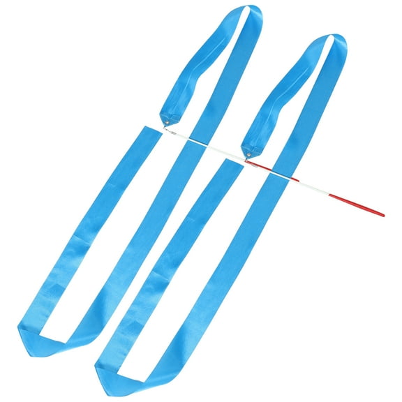 LOLIPPYY 2pcs Cheer Ribbon Sky-blue Satin Ribbon Dancer Wand Artistic Gymnastics Gymnastics Practice