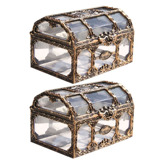 LOLIPPYY 2pcs Clear Pirate Treasure Chest Plastic Storage Box for Pirate Themed Parties