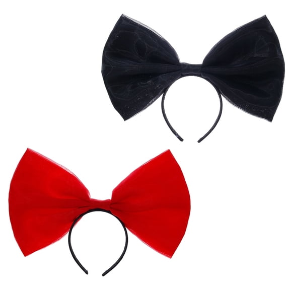LOLIPPYY 2pcs Cute Bowknot Hairband in Red Satin Lace for Costume Play