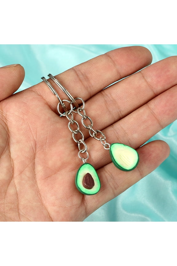 2pcs Wedding Anniversary Keychain Key Ring Clay Bag Decoration Green