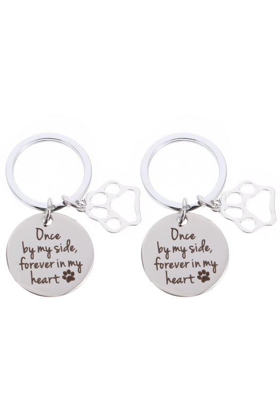 2pcs Dog Memorial Keychain Assorted Color Stainless Steel Souvenir Ornament for Gifts for Friends