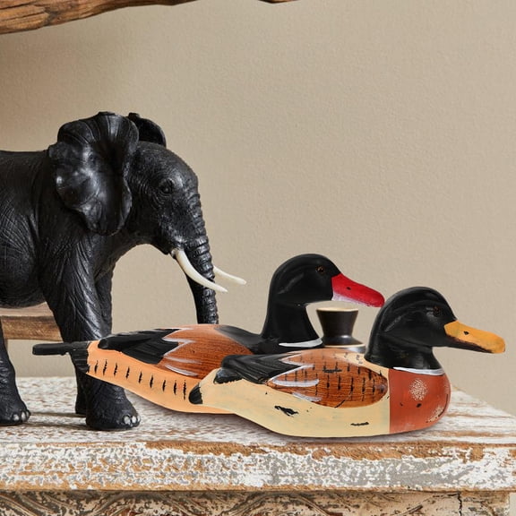 LOLIPPYY 2pcs Ducks Model Wooden Duck Figurine Decoration Wedding Present