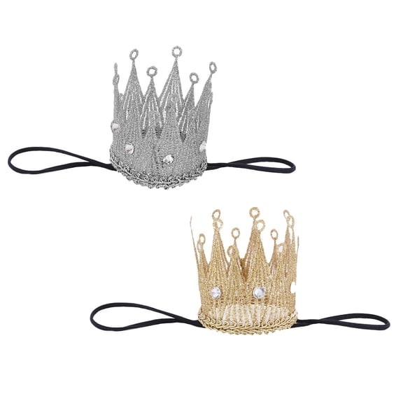 LOLIPPYY 2pcs Elastic Crown Headbands for Birthday Parties and Photo Props for Celebrations and Cosplay