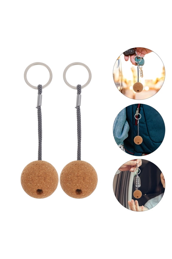 2pcs Floating Boating Keychain Cork Wood Portable for Kayaking Sailing