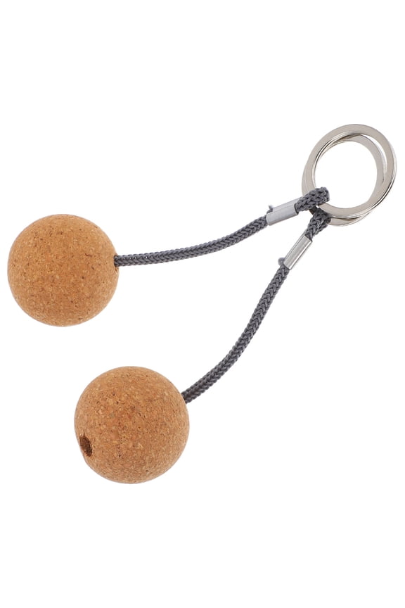 2-Pack Floating Cork Keychains, Round Wooden Design, Portable and for Fishing, Boating, Outdoor Use