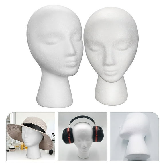LOLIPPYY 2pcs Foam Head Mannequin for Photography Props and Wedding Design in White