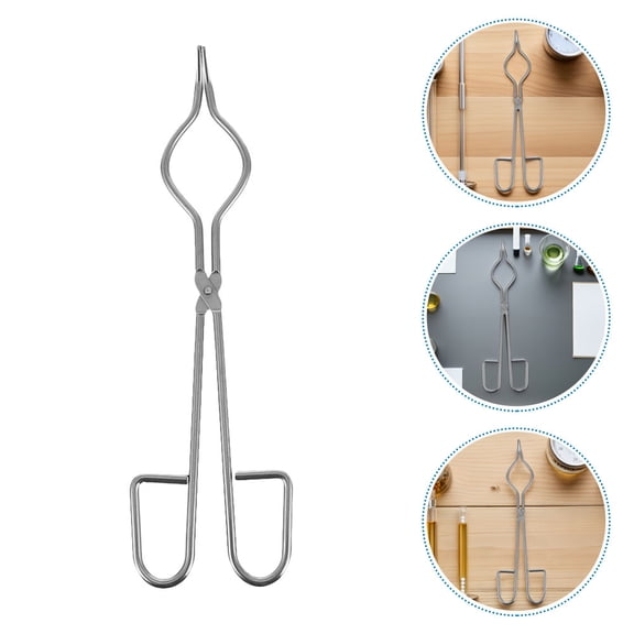 LOLIPPYY 2pcs Foundry Crucible Tong Stainless Steel Silver High Temperature Resistance for Metal Smelting and Casting