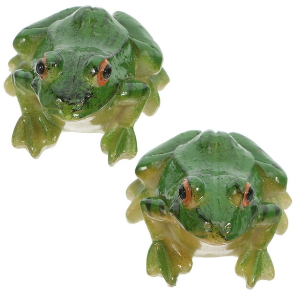 LOLIPPYY 2pcs Frog for Crafting Green Resin Figurines for Desktop and Garden Use