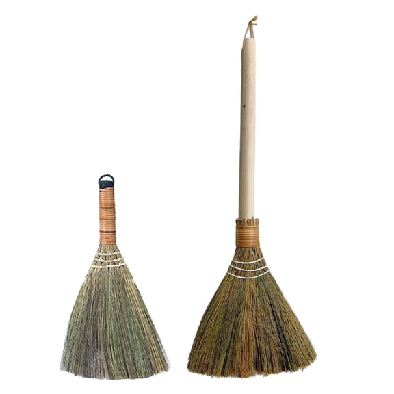 LOLIPPYY 2pcs Hand Woven Broom Sets Wooden Natural Material for Indoor Cleaning Homeowners