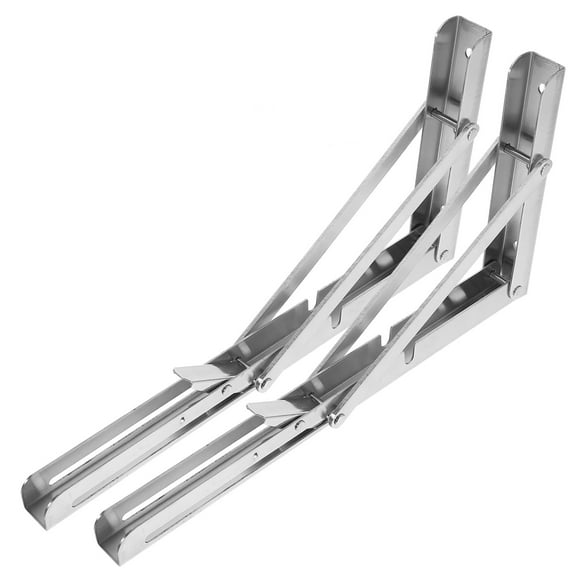 LOLIPPYY 2pcs Heavy Duty Collapsible Brackets for Shelves Silver Multipurpose Application
