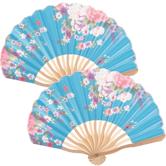 LOLIPPYY 2pcs Japanese Style Folding Fan Creative Foldable Fan Delicate Unique Ornament Adornment Fan Small Present for Women Female