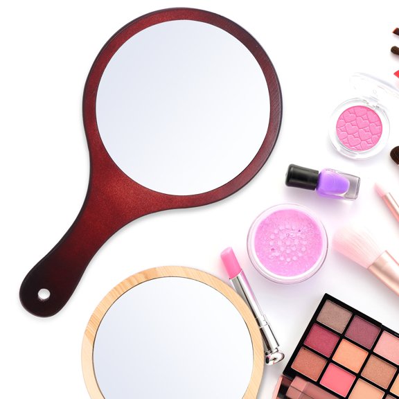 LOLIPPYY 2pcs Makeup Handheld Mirror Large Brown for Women Skincare