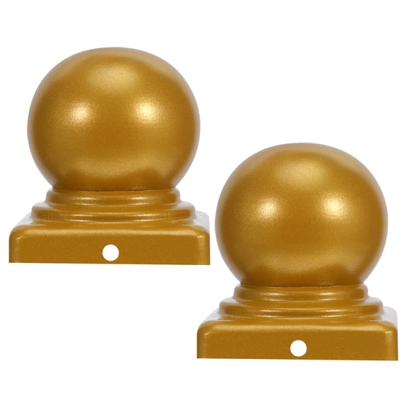 LOLIPPYY 2pcs Metal Fence Post Caps Round Ball Top Decorative Cap Covers for Baluster Waterproof Guardrail Finials for Railing
