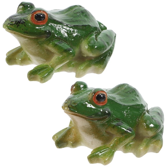 LOLIPPYY 2pcs Miniature Frog Figurines Statue Desk Decorative Resin for Indoor Use