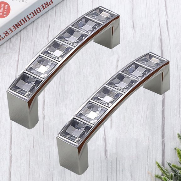 LOLIPPYY 2pcs Modern Drawer Knobs Crystal Bright Chrome U Shaped Pull Handle for Designers
