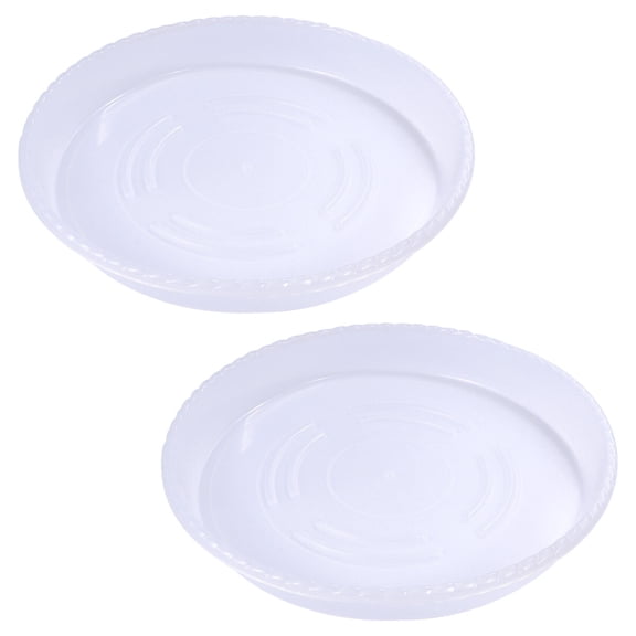 LOLIPPYY 2-Pack Round Plastic Planter Drainage Trays for Indoor Plants, Water Catch Base for Flower Pots