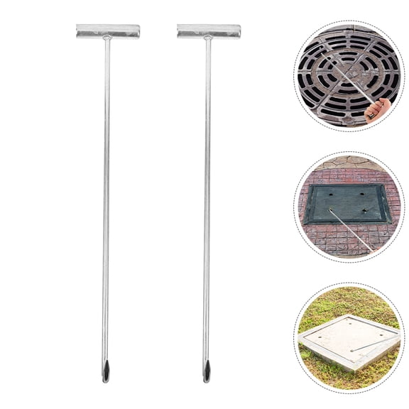 LOLIPPYY 2pcs Pull Hook for Lifting Manhole Galvanized Iron for Maintenance Work