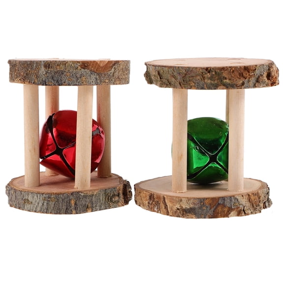 LOLIPPYY 2pcs Rabbit Toys with Bell Wooden Chew Toy for Indoor Entertainment