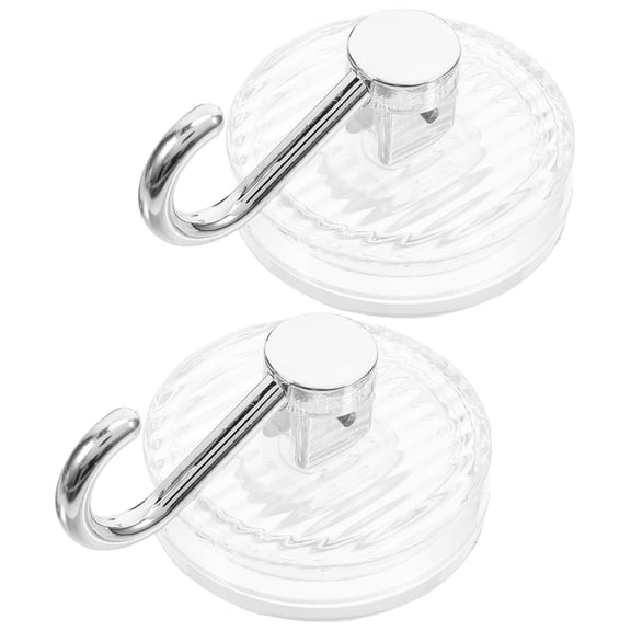 LOLIPPYY 2pcs Removable Suction Hooks Transparent Silver ABS Hanging for Home Organization
