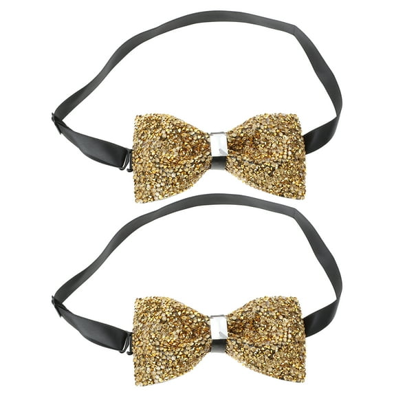 LOLIPPYY 2-Pack Sequin Rhinestone Bow Ties Pre-Tied for Men and Boys Party Accessories
