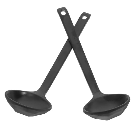 LOLIPPYY 2pcs Soup Ladle Spoon Black Plastic Pouring Kitchen Utensil for Family Dinners