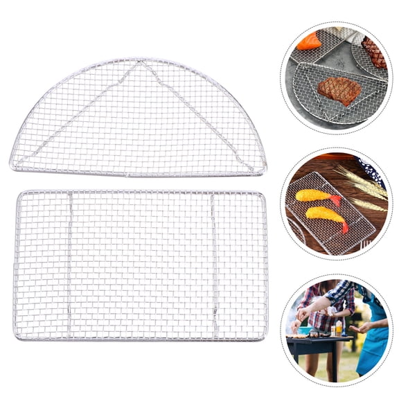 LOLIPPYY 2-Pack Stainless Steel Grill Nets Non-Stick Cooking Tools for Easy Outdoor BBQ Grilling and Quick Cleanup