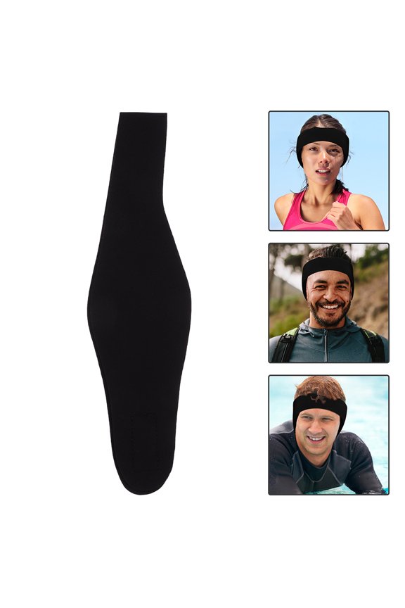 2pcs Swimming Headband Black With Waterproof Design For Adult Water Activities