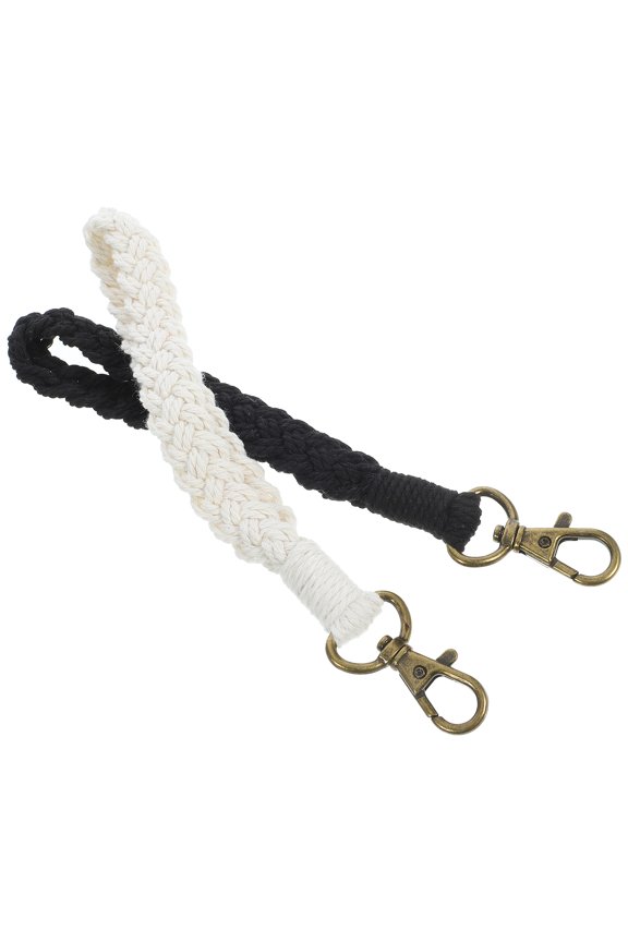 2pcs Thick Wristlet Keychain White Cotton Thread for Bags Daily Use