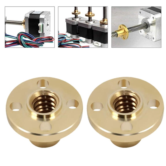 LOLIPPYY 2pcs Threaded Insert Nuts T8 Nut Brass Golden for Precision Production