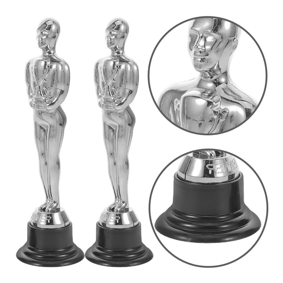 LOLIPPYY 2pcs Winners Trophy Plastic Silver Electroplated Finish For Families Celebration Decorative Prop