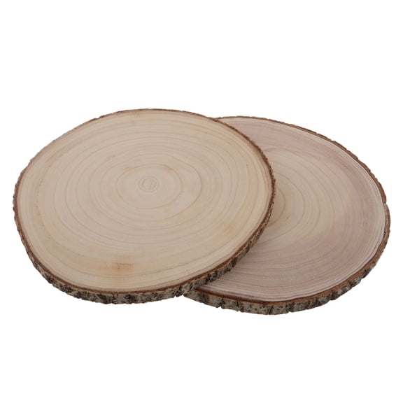 LOLIPPYY 2-Pack Natural Wood Slices Unfinished Log Discs for Rustic Craft Projects and Home Decor Beige Wood Rounds