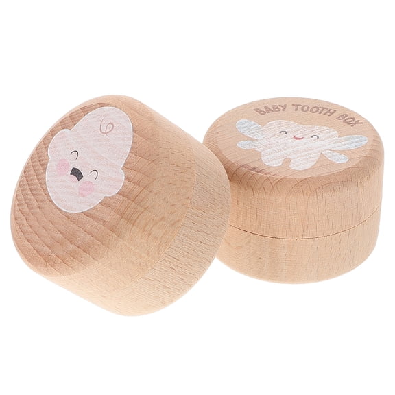 LOLIPPYY 2pcs Wooden Tooth Box Cute Tooth Keepsake Box For Kids Baby Tooth Saver Container Lost Tooth Holder For Boys Girls Baby Shower